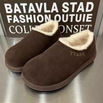 Ботильоны на меховой подошве для зимы, женские замшевые теплые плюшевые туфли на низком каблуке из хлопка, тренд 2024 года, зимние удобные повседневные нескользящие модные ботинки Mujer 35 верблюд