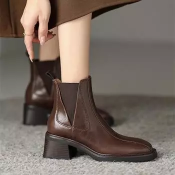 Ботильоны на платформе Chelsea женские осенне-зимние модные кожаные ботинки для женщин нескользящие удобные повседневные женские ботинки 35