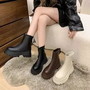 Ботильоны на платформе осень-зима женские дизайнерские винтажные туфли на толстом высоком каблуке теплые хлопковые современные короткие боты 35