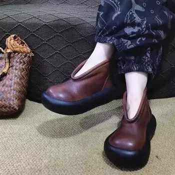 Ботильоны на плоской платформе в стиле ретро, женские ботинки на толстом каблуке, роскошные мягкие короткие ботинки 35
