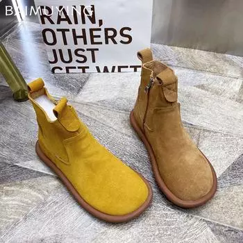 Ботильоны на плоской подошве для зимы, женские замшевые повседневные кроссовки, женская модная зимняя обувь, новый бренд, для ходьбы, удобные, для мотоцикла, ботинки Mujer 35