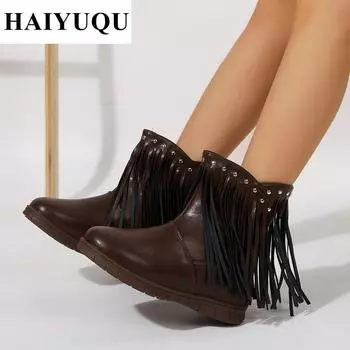 Ботильоны на плоской подошве с бахромой из кристаллов, кожаные женские туфли, зимние брендовые, роскошные, новые модные ботинки челси, повседневные, спортивные, женские ботинки 36