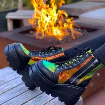 Ботильоны на танкетке для женщин, осень-зима, на шнуровке, на молнии, на платформе, разноцветные, на подошве Matsuke, модные ботинки, размер 43, Botas 35