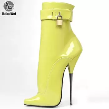 Ботильоны на высоком каблуке 7 дюймов с острым носком и запираемыми ремнями, сексуальные фетиш-балетки унисекс 36