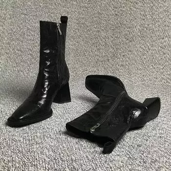Ботильоны на высоком каблуке для женщин. Обувь с острым носком. Трендовая обувь 2024 года. Модные ботинки «Челси». Недорогая распродажа обуви. 35 чёрный