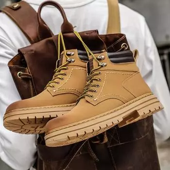 Ботильоны, новые мужские кожаные ботинки, модные универсальные мотоциклетные ботинки из ревеня, рабочие ботинки 39 серый