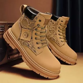 Ботильоны Повседневные кроссовки Кожаные туфли Лоферы Зимние ботинки для мужчин Спортивная и рабочая одежда для отдыха Модные армейские ботинки с круглым носком 39 армия зеленый