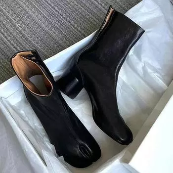 Ботильоны с круглыми каблуками и разрезным носком для женщин, туфли-таби для офиса, женская обувь для вечеринок 35