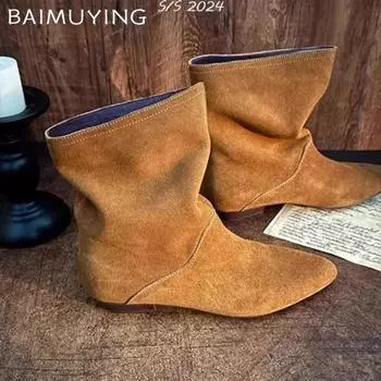 Ботильоны с острым носком женские туфли на плоской подошве замшевые туфли женские зимние трендовые готические ретро гладиаторские туфли челси снежные ботинки женские 35 чёрный