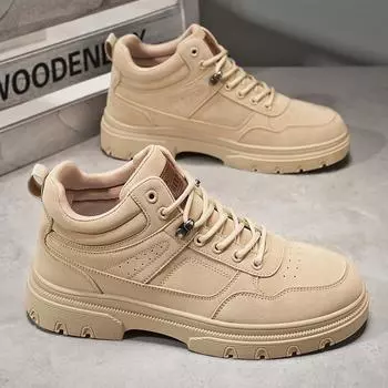 Ботильоны с толстой подошвой Мужская обувь 2024 года Осень Новая мужская повседневная обувь, модные удобные износостойкие спортивные кроссовки 39 бежевый