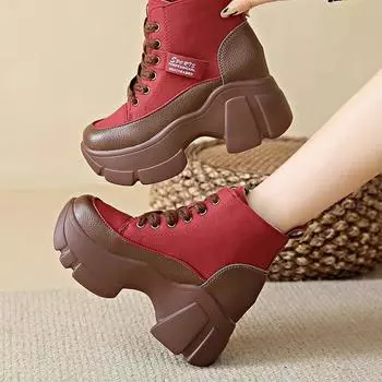 Ботильоны смешанных цветов, современные, весна/осень, женская обувь на шнуровке, хит продаж, лаконичные женские ботинки с круглым носком и высоким каблуком 35
