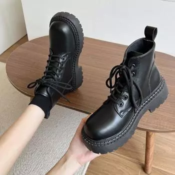 Ботильоны, женская модная обувь, Новое поступление осени 2022, короткие ботинки на платформе из искусственной кожи с перекрестными ремешками 35