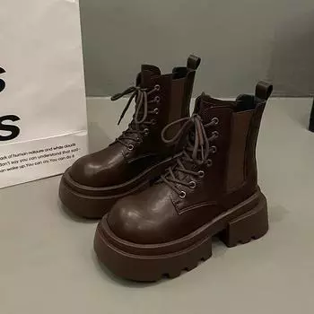 Ботильоны женские ботинки челси туфли на платформе и среднем каблуке 2024 новые популярные зимние дизайнерские новые туфли на высоком каблуке для ходьбы Zapatos 35 чёрный