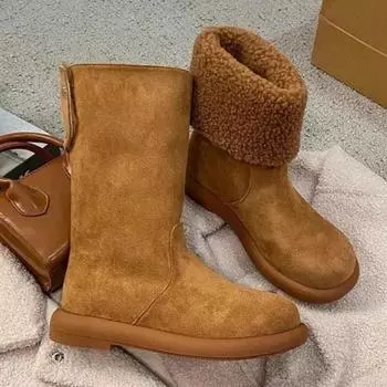 Ботильоны женские меховые короткие плюшевые теплые туфли зимние дизайнерские 2025 трендовые готические гладиаторские замшевые повседневные туфли зимние ботинки женские 35 хаки