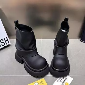 Ботильоны женские на платформе с высоким каблуком, массивные кожаные модные зимние ботинки, новые брендовые осенние туфли-лодочки в стиле панк, готические ботинки женские 35