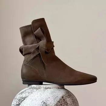 Ботильоны женские на плоской подошве из кожи, дизайнерская зимняя мода 2024 года, новые повседневные мягкие удобные кроссовки для ходьбы женские челси снежные ботинки 35 чёрный