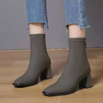 Ботильоны женские зимние 2024 новые кашемировые теплые модные черные сексуальные узкие эластичные ботинки Botas De Invierno Para Mujer Bota Feminina 35 чёрный
