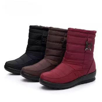 Ботильоны женские зимние ботинки обувь для мам водонепроницаемые повседневные ботинки женская обувь плюс мех теплые 35 коричневый
