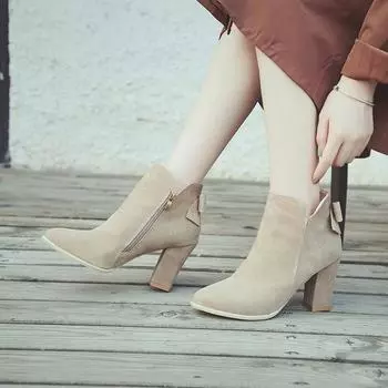 Ботинки 2024 черные ботильоны для женщин с понтовым носком на высоком каблуке зимняя женская обувь размер 43 Botas Feminina fgb78 34 чёрный