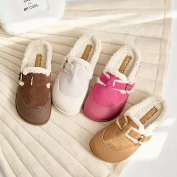 Ботинки Boken из хлопка, женские утепленные зимние ботинки, меховые ботинки, женская верхняя одежда, хлопковые тапочки, зимние ботинки Boken из коровьей замши 35 красный