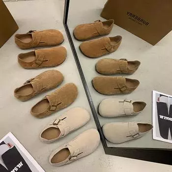 Ботинки Boken из кожи женские зимние, увеличивающие рост, плоская подошва, одна педаль, матовая мягкая поверхность, дневные ретро-туфли Boken, все включено, одиночные туфли 35