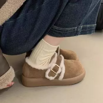 Ботинки Boken из матовой кожи на толстой подошве из коричневого бархата осенне-зимние зимние ботинки зимние ботинки хлопковая обувь женская обувь пушистая обувь 35 темно-коричневого