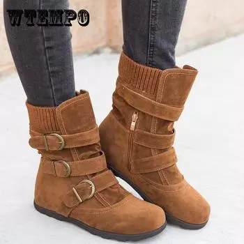 Ботинки больших размеров 35–43, армейские ботинки Westen, зимняя обувь до середины икры, хлопковые ботинки на плоской подошве, модельерская обувь в стиле ретро в стиле панк 43 красный