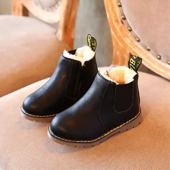Ботинки Botas Soft Sole Kid Boot осень-зима плюшевые ботильоны для мальчиков британские ботинки для девочек ретро модные короткие ботинки детские туфли 36