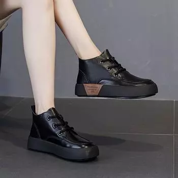 Ботинки Ботинки Martin на толстой подошве Винтажные повседневные короткие ботинки 35 чёрный