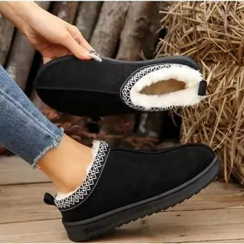 Ботинки Chelsea Ankle Snow Boots Women Winter 2024 New Brand Fur Short Plush Warm Flats Slippers Platform Shoes Flip Flops Botas 36 бежевый