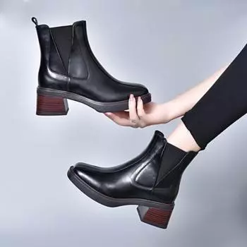 Ботинки Челси Ботинки Мартин Кожаные ботинки 35 чёрный