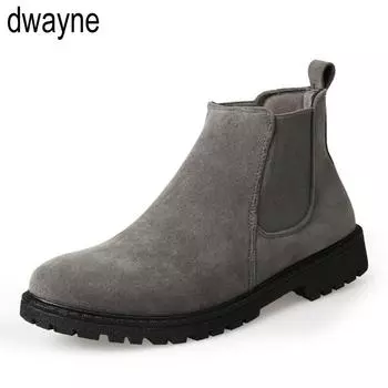 Ботинки челси из коровьей замши, мужские кроссовки, высококачественные ботильоны, мужская обувь, кожаные зимние ботинки, мужская рабочая обувь Zapatos Hombre 852 39 красный