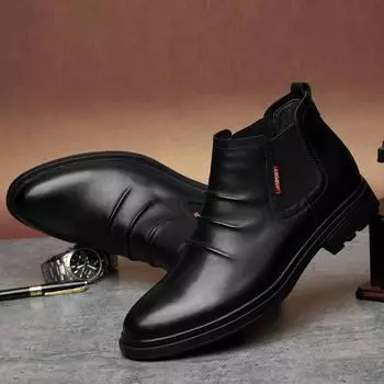 Ботинки челси из натуральной кожи, мужские зимние ботинки, высококачественная мужская обувь, горячая распродажа, мужские повседневные ботильоны, британская обувь 35