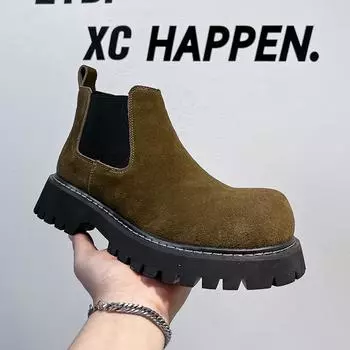 Ботинки Челси Мужская обувь Сезонные высокие ботинки в британском стиле Повседневные высокие ботинки Martin 44310-A 38 коричневый