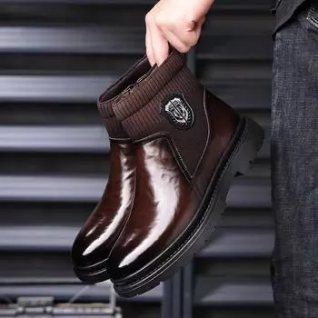 Ботинки челси мужские ботинки Martin высокие кожаные универсальные дышащие британские мужские ботинки на толстой подошве 38 коричневый