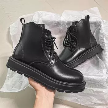 Ботинки челси мужские осенне-зимние новые британские деловые кожаные туфли мужские ботинки Martin средней высоты 2908-J 41 чёрный