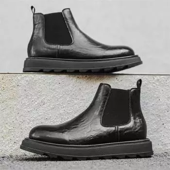 Ботинки Челси Мужские осенние ботинки-сигареты Locomotive Высокие ботинки Martin Ботинки на толстой подошве British Tide 23321-J 38 чёрный