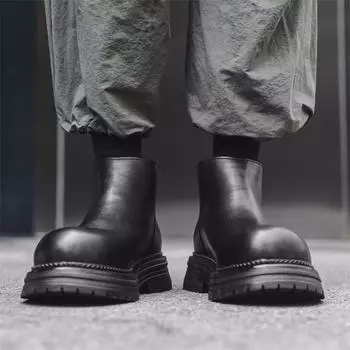 Ботинки челси мужские осенние кожаные ботинки с рукавами, увеличивающие внутреннюю высоту, повседневные короткие ботинки Martin в британском стиле 22720-J 38
