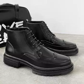 Ботинки челси мужские ретро британский стиль однопедальные туфли короткие ботинки мужские ботинки Martin 1203-J 38 чёрный