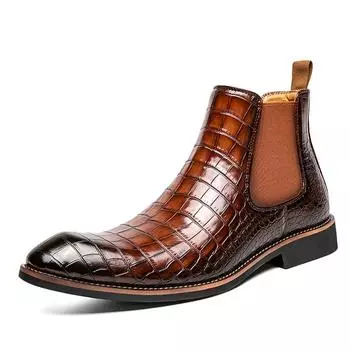 Ботинки Челси мужские, увеличивающие рост, обувь для мужчин, деловая стелька 6 см, свадебная, официальная, из коровьей кожи 38