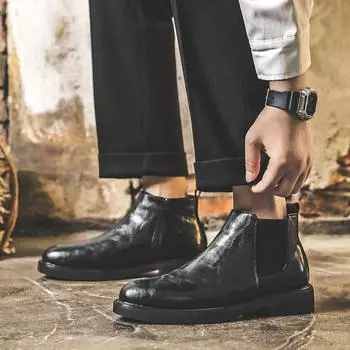 Ботинки челси мужские в британском стиле с низким верхом ботинки Martin кожаные туфли мужские повседневные деловые короткие остроносые ботинки 85711-J 38 коричневый