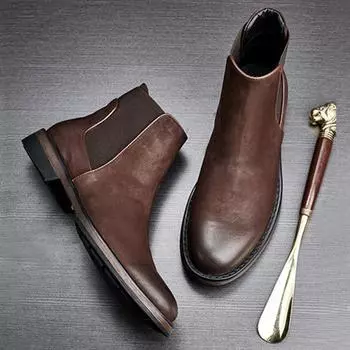 Ботинки Челси Мужские высокие кожаные ботинки Ботинки Мужские ботинки Зимние хлопковые ботинки Ботинки Британские ботинки Martin Мужские 38 коричневый