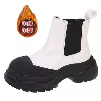 Ботинки Челси на платформе, массивные женские туфли, зимняя повседневная спортивная обувь, зимние ботильоны, панк-готика, мода, женщины, запатилы 35 бежевый