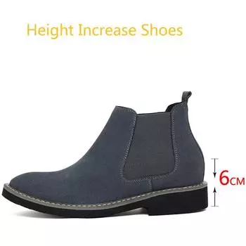 Ботинки Челси, обувь для увеличения роста, мужская обувь со стелькой 6 см, формальные черные кожаные туфли 39