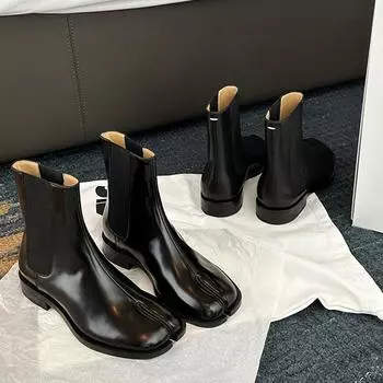 Ботинки челси с раздельным носком для женщин, абсолютно новые, осенне-зимние, современные женские ботильоны на низком каблуке, женская обувь 35