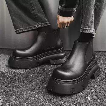 Ботинки Челси с заостренным носком на высокой платформе, ботинки Wizard, мужские и женские, одинаковые ботинки Martin 66627-M 38 чёрный