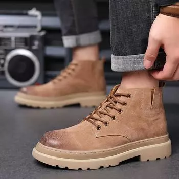 Ботинки челси средней высоты, британские трендовые ботинки, корейская версия, новые универсальные ботинки, мужские туфли martin с высоким берцем, мужские 38