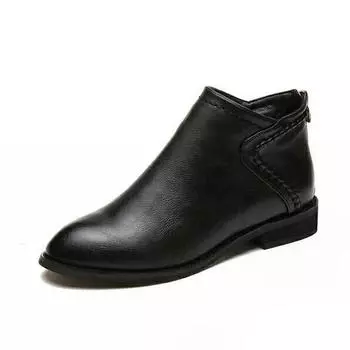 Ботинки «Челси» Весенняя обувь. Женские ботинки в английском стиле на плоской подошве в стиле ретро. Ботильоны из искусственной кожи с острым носком. 35 чёрный