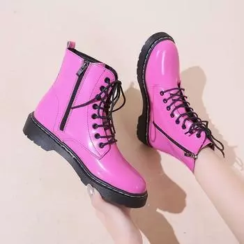 Ботинки «Челси» в стиле вестерн с круглым носком, толстые каблуки средней высоты, плоская платформа, теплые, с перекрестными шнурками, лаконичные женские ботильоны 35 чёрный