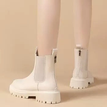 Ботинки челси женские летние 2024 года на тонкой платформе, ботинки-сигареты, ботинки Martin женские в британском стиле 35 чёрный